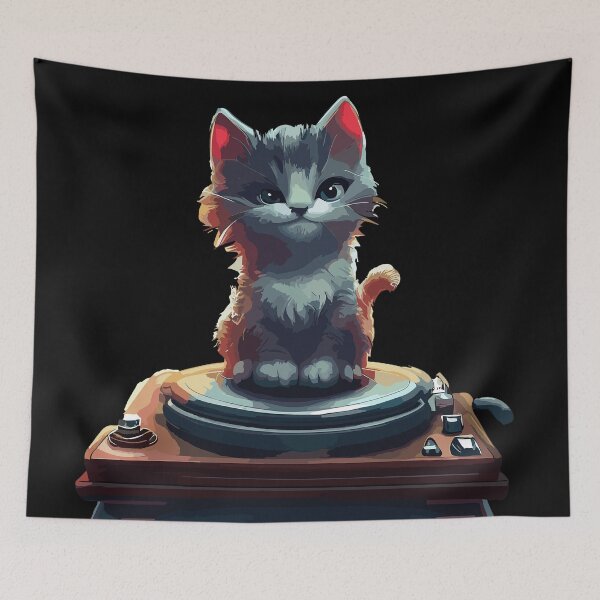 Item preview, Music cat on gramophone designed and sold by TomFrontierArt.