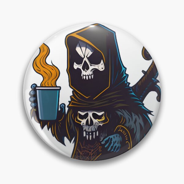 Item preview, Grim Reaper drinks coffee designed and sold by BearsAndSkulls.