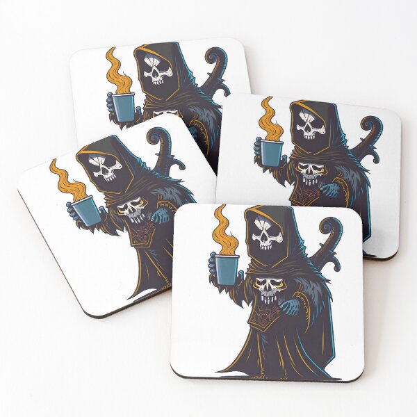 Item preview, Grim Reaper drinks coffee designed and sold by BearsAndSkulls.