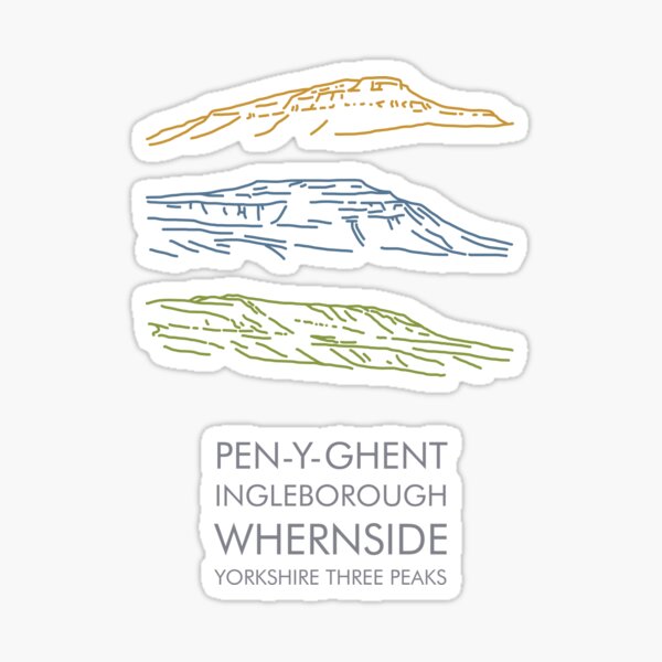 Yorkshire Three Peaks (colour) Sticker