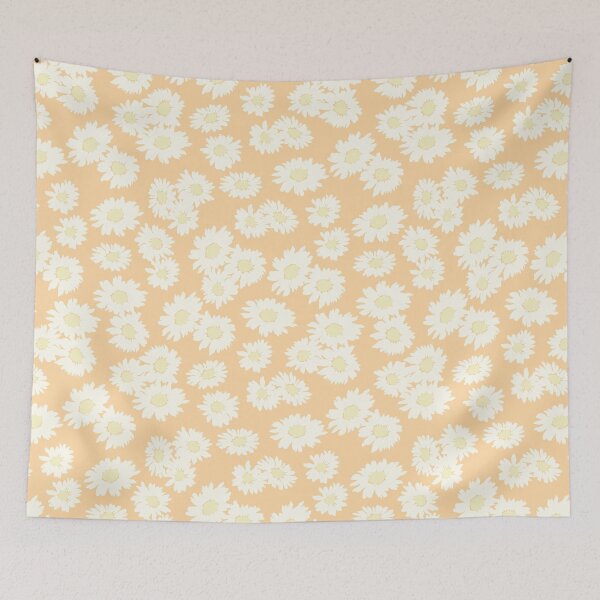 Item preview, peach pastel orange sunflower mini small ditsy daisy vintage vibe daisies prairie style designed and sold by blomastudios.