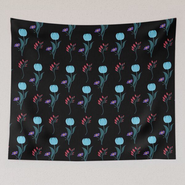 Item preview, Beautiful Blue and Red Flowers Illustration Pattern. designed and sold by PlantKind.