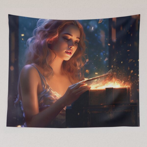 Item preview, Enchanting Melodies: The Mesmerizing Woman and her Phantasmal Iridescent Musical Box designed and sold by oanaunciuleanu.