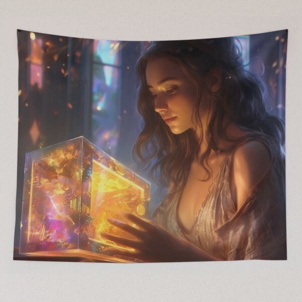 Item preview, Enchanting Melodies: The Mesmerizing Woman and her Phantasmal Iridescent Musical Box designed and sold by oanaunciuleanu.
