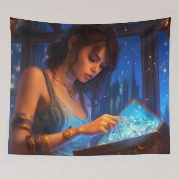 Item preview, Enchanting Melodies: The Mesmerizing Woman and her Phantasmal Iridescent Musical Box designed and sold by oanaunciuleanu.