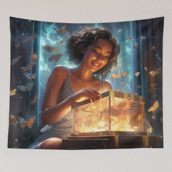 Item preview, Enchanting Melodies: The Mesmerizing Woman and her Phantasmal Iridescent Musical Box designed and sold by oanaunciuleanu.