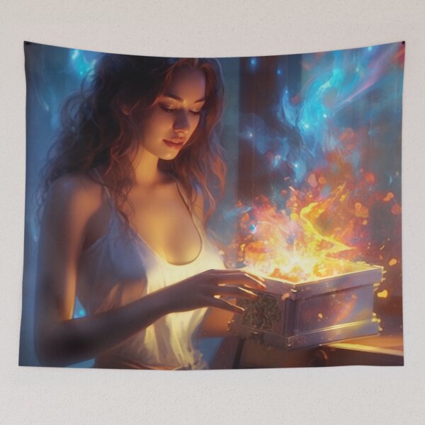 Item preview, Enchanting Melodies: The Mesmerizing Woman and her Phantasmal Iridescent Musical Box designed and sold by oanaunciuleanu.