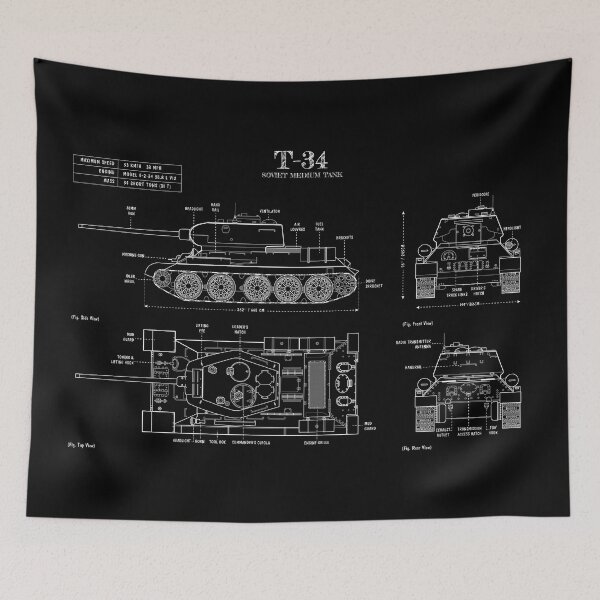 Item preview, T34 Soviet Medium Tank (White Stencil-No Background) designed and sold by BGALAXY.