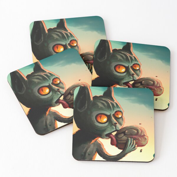 Item preview, Zombie cat eating a brain designed and sold by kekprints.