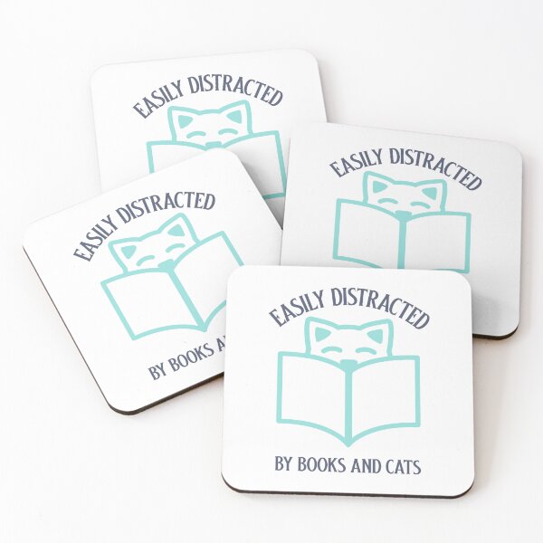 Item preview, Easily Distracted by Books and Cats designed and sold by erenton.