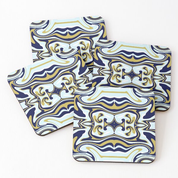 Item preview, Navy Blue, Mint and Gold Mediterranean Tile designed and sold by MerryMakewell.