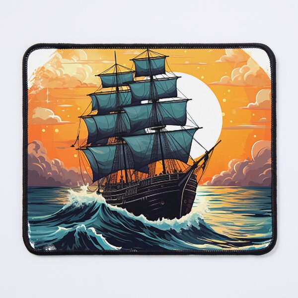 Item preview, A vintage looking ship sails across the giant waves in a sunset enviornment 2 designed and sold by ramith-concept.