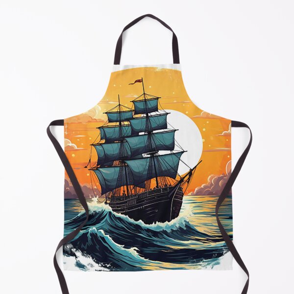 Item preview, A vintage looking ship sails across the giant waves in a sunset enviornment 2 designed and sold by ramith-concept.