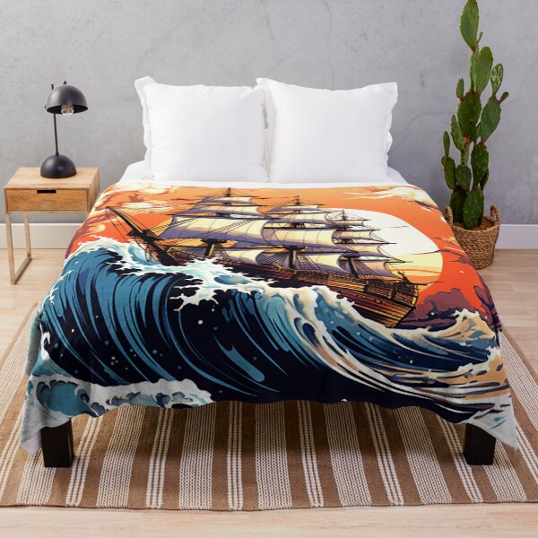 Item preview, A vintage looking ship sails across the giant waves in a sunset enviornment 3 designed and sold by ramith-concept.
