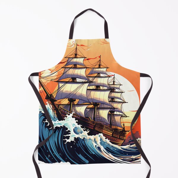 Item preview, A vintage looking ship sails across the giant waves in a sunset enviornment 3 designed and sold by ramith-concept.