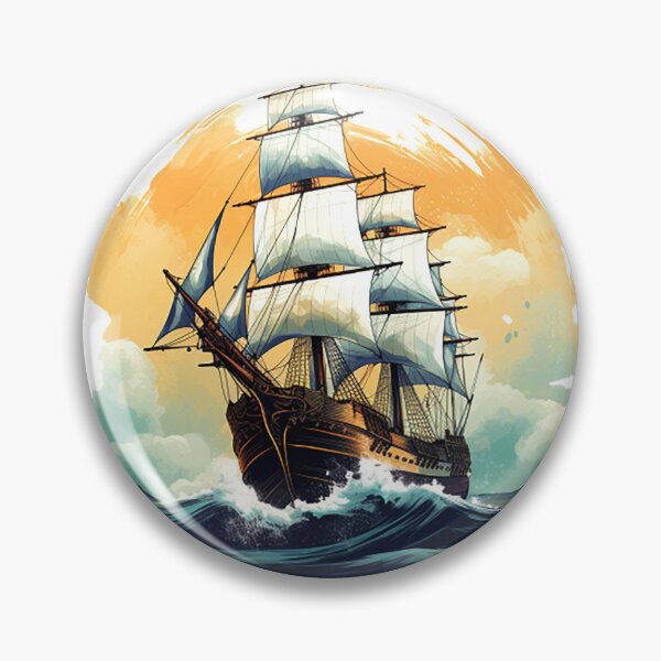 Item preview, A vintage looking ship sails across the giant waves in a sunset enviornment 4 designed and sold by ramith-concept.