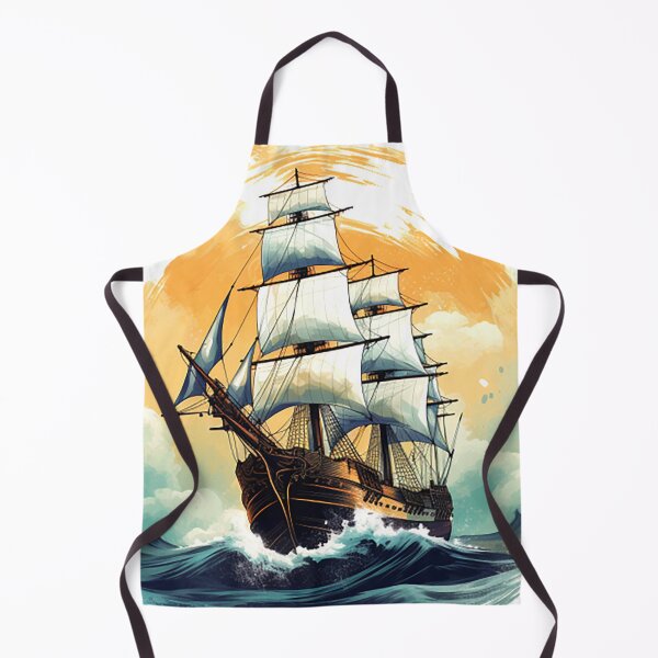 Item preview, A vintage looking ship sails across the giant waves in a sunset enviornment 4 designed and sold by ramith-concept.