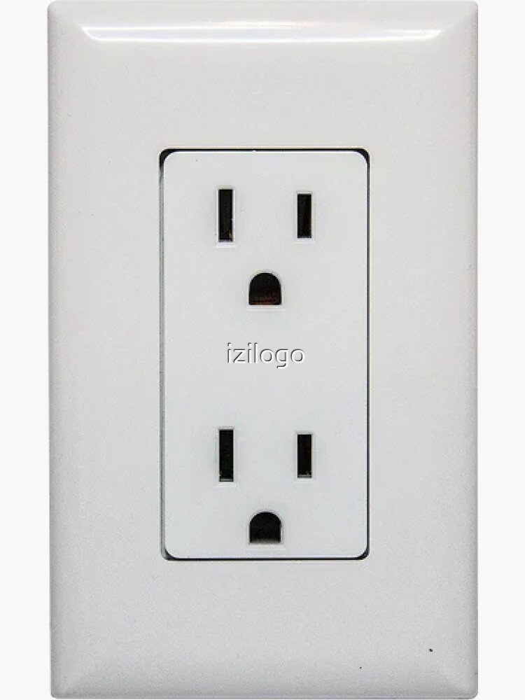 Thumbnail 3 of 3, Sticker, Electric Plug Wall Shock Prank Outlet Hilarious Gag designed and sold by izilogo.