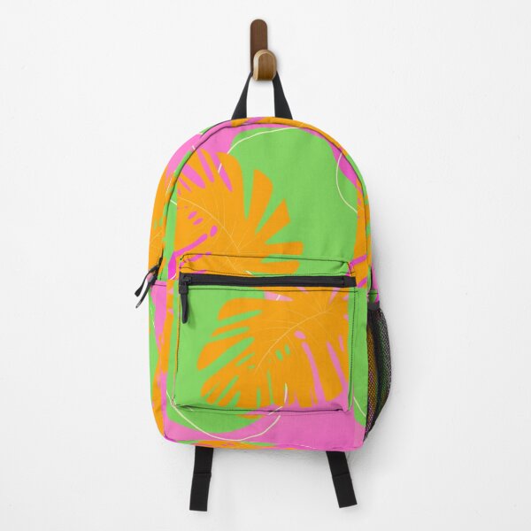 Colorblock Yellow and Green Large Kids Backpack with Side Pockets