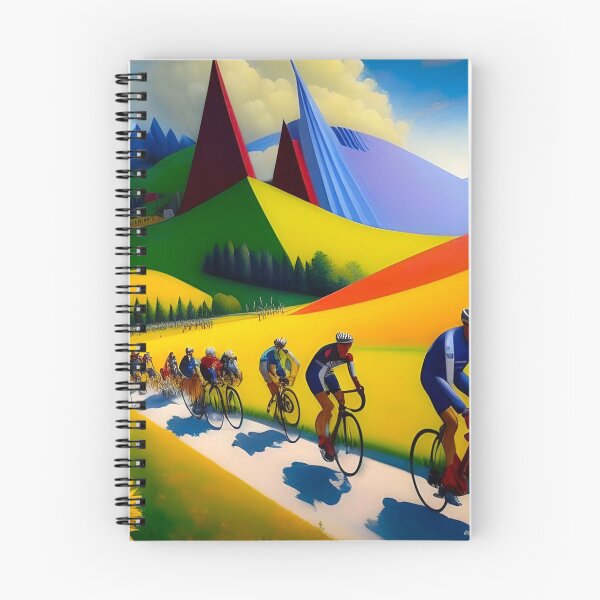 Item preview, The climb to the L'Alpe d'Huez; Tour de France bicyclists; bike racing cubism color landscape painting designed and sold by Jéanpaul  Ferro.