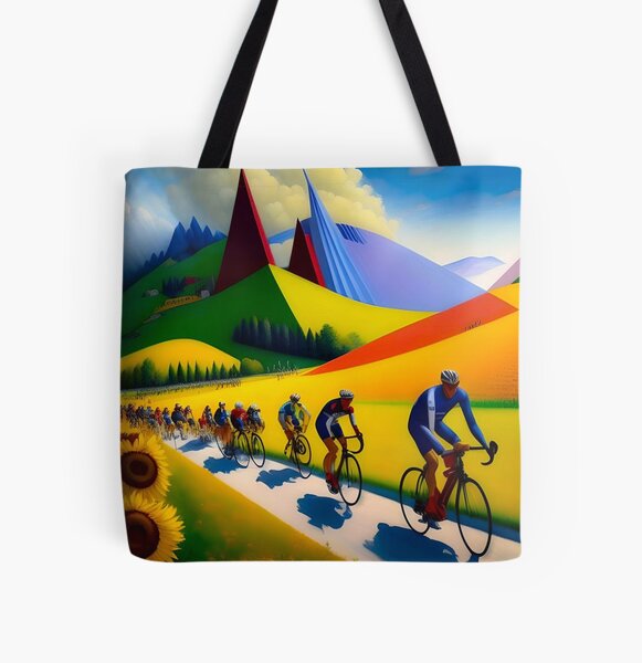 Artikel-Vorschau von Der Aufstieg zum L'Alpe d'Huez; Radfahrer der Tour de France; Radrennen-Kubismus-Farblandschaftsmalerei, designt und verkauft von Jéanpaul  Ferro.