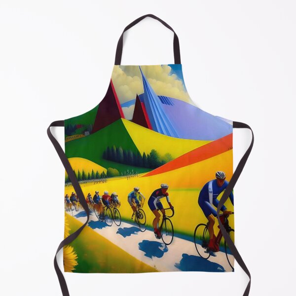 Item preview, The climb to the L'Alpe d'Huez; Tour de France bicyclists; bike racing cubism color landscape painting designed and sold by Jéanpaul Ferro.