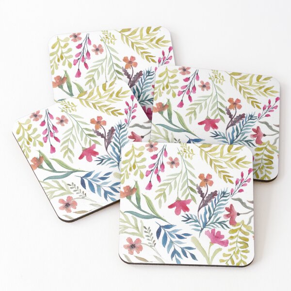 Item preview, Watercolor Colorful Flowers with Leaves designed and sold by colorfulglee.