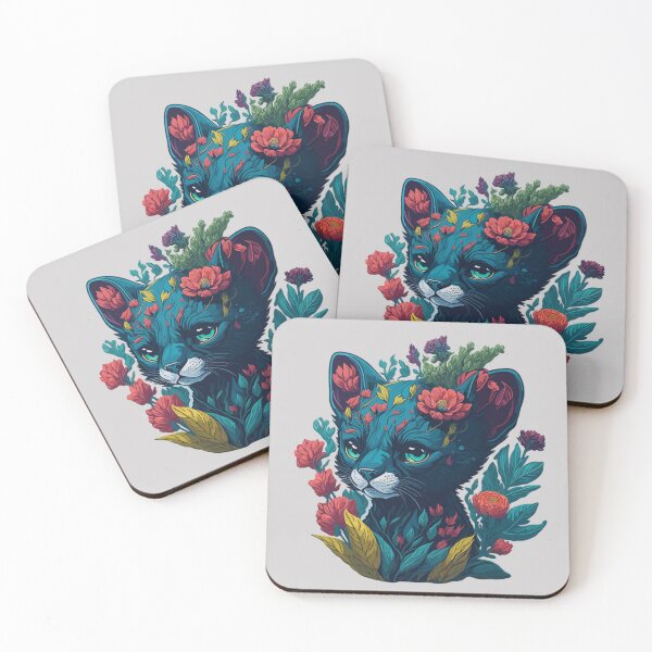 Item preview, Panther Cub with a Splash of Flowers designed and sold by FocusChillax.