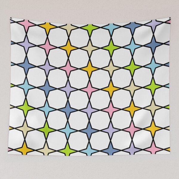 Item preview, Black Outlined Pastel Rainbow 4 Point Stars designed and sold by lornakay.