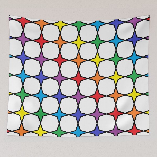 Item preview, Black Outlined Rainbow 4 Point Stars  designed and sold by lornakay.
