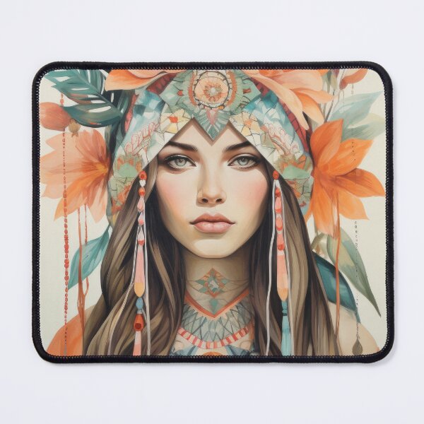 Aperçu de l'œuvre Blossom Magic : Un portrait bohème captivant créée et vendue par PixelPack Design.