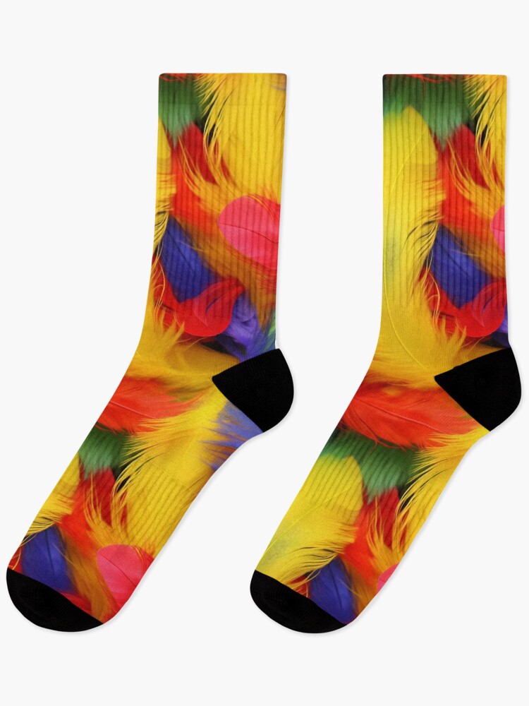Thumbnail 1 of 5, Socks, Rainbow Feathers Pattern designed and sold by Sturdust.