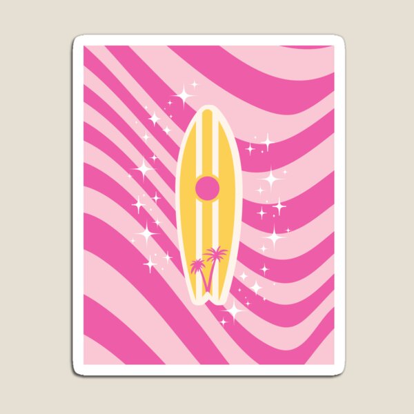 Item preview, Pink Surfboard, Beach Art, Tropical Vibes, Preppy, Pink Preppy, Pink designed and sold by Magic Love Art Print.