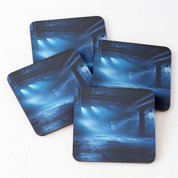Item preview, empty dark street blue lights background designed and sold by Aestheticlanart.