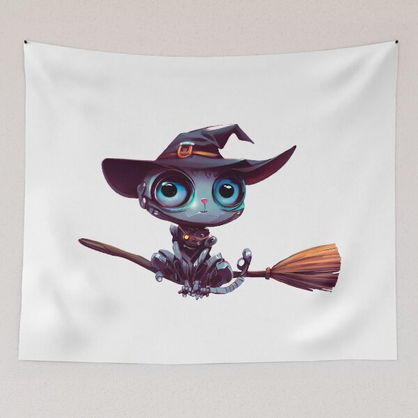 Item preview, Robo-Cat Witch Flying A Broom! designed and sold by kukamatsu.