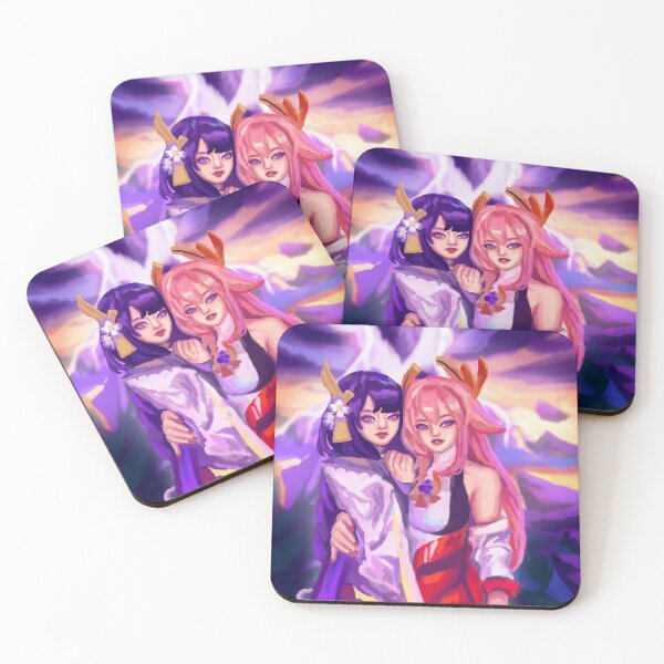 Item preview, Yae Miko and Raiden Shogun  Genshin Eimkio Fan Art designed and sold by craftsanime.