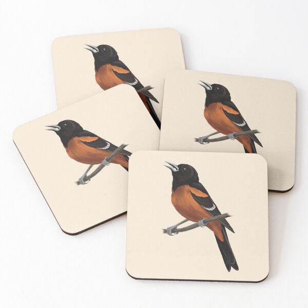 Item preview, Male Orchard Oriole singing from a branch designed and sold by Nick Garnhart.