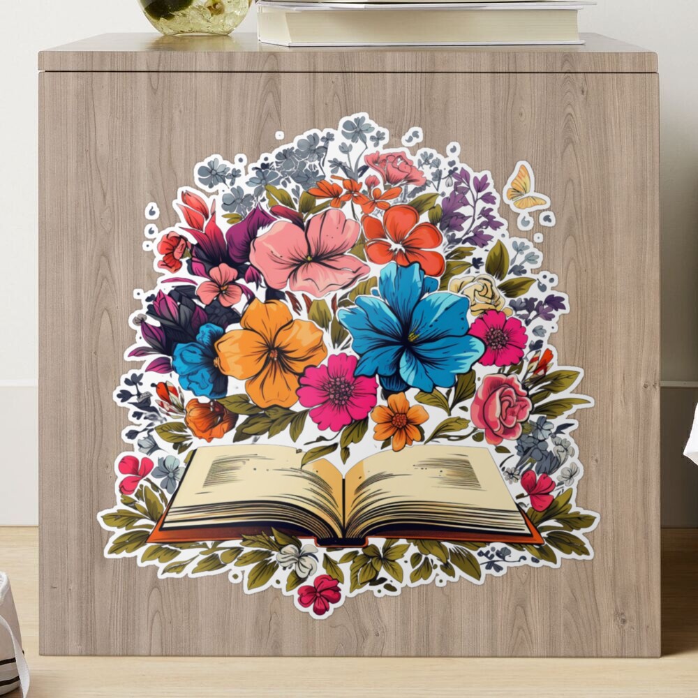 Aesthetic open book design with flowers Poster for Sale by