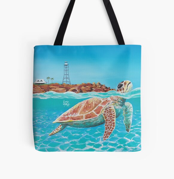 Sea Turtle Turquoise Water All Over Print Tote Bag
