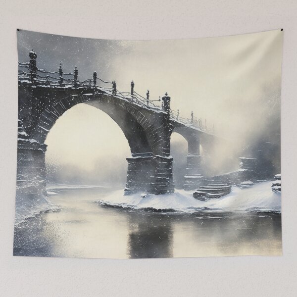 Item preview, Old bridge in a winter designed and sold by SimpleWallArt.