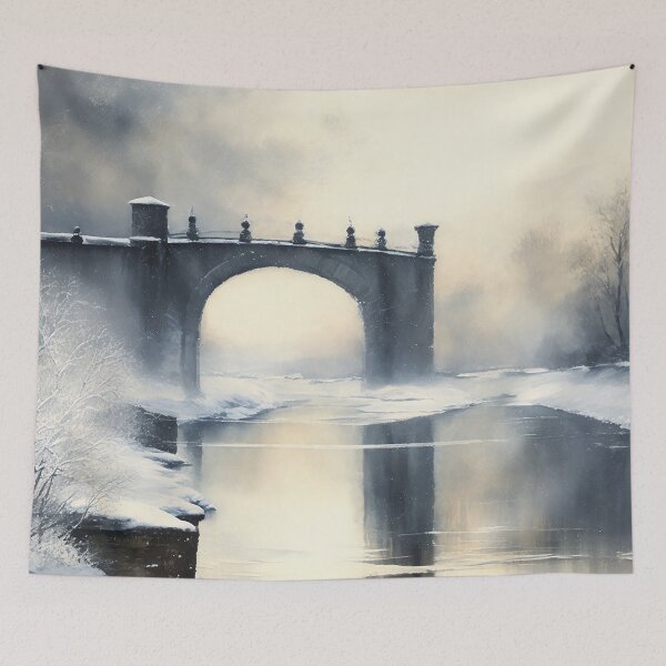 Item preview, Old bridge in a winter designed and sold by SimpleWallArt.