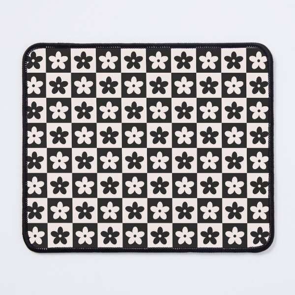 Item preview, Checkerboard Pattern with Flowers in Charcoal and Beige, a “Checkmate” design! designed and sold by StudioSquiggly.