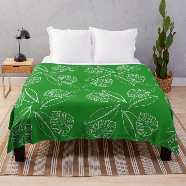 Item preview, White Tropical Fronds on Green Mandala Pattern designed and sold by KitKattyDesigns.