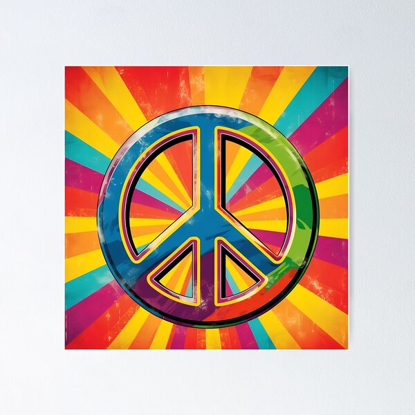 Item preview, Rainbow colored peace sign digital print in a variety of mediums designed and sold by dcrc.