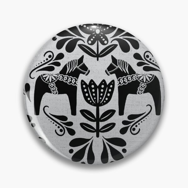 Item preview, Folk Art Dala Horse - Black and Grey designed and sold by Paige Brady Design.