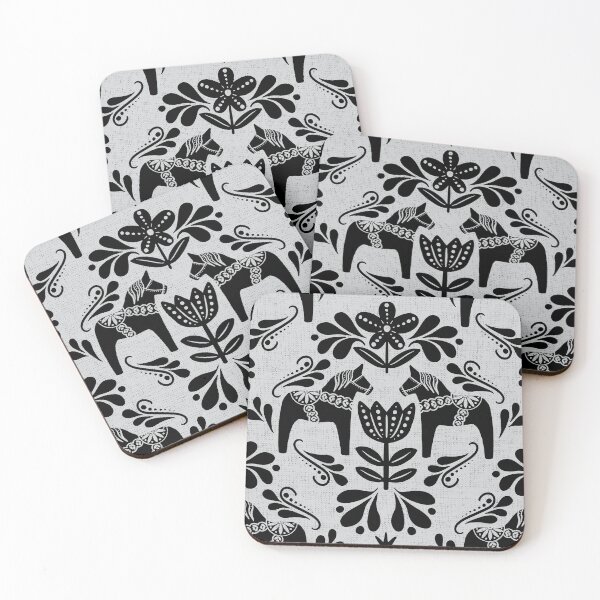 Item preview, Folk Art Dala Horse - Black and Grey designed and sold by Paige Brady Design.