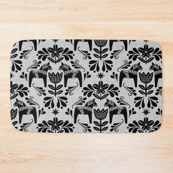 Item preview, Folk Art Dala Horse - Black and Grey designed and sold by Paige Brady Design.