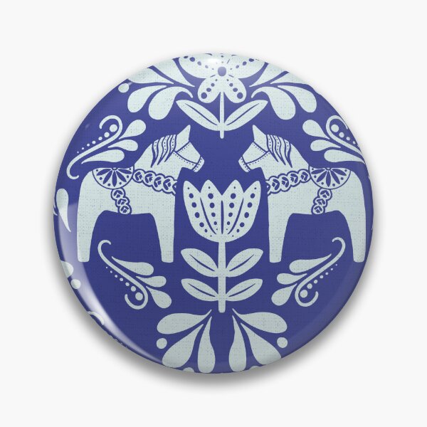 Item preview, Folk Art Dala Horse - Cobalt Blue and Cream designed and sold by Paige Brady Design.