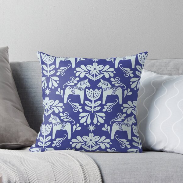 Item preview, Folk Art Dala Horse - Cobalt Blue and Cream designed and sold by Paige Brady Design.