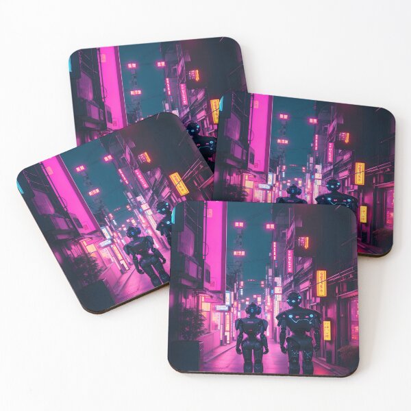 Item preview, Ai Robots Future Cyberpunk Lonely in Tokyo Streets in Night designed and sold by Cuddleblossom.